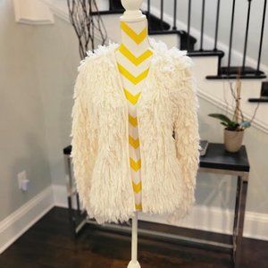 White curly knit sweater